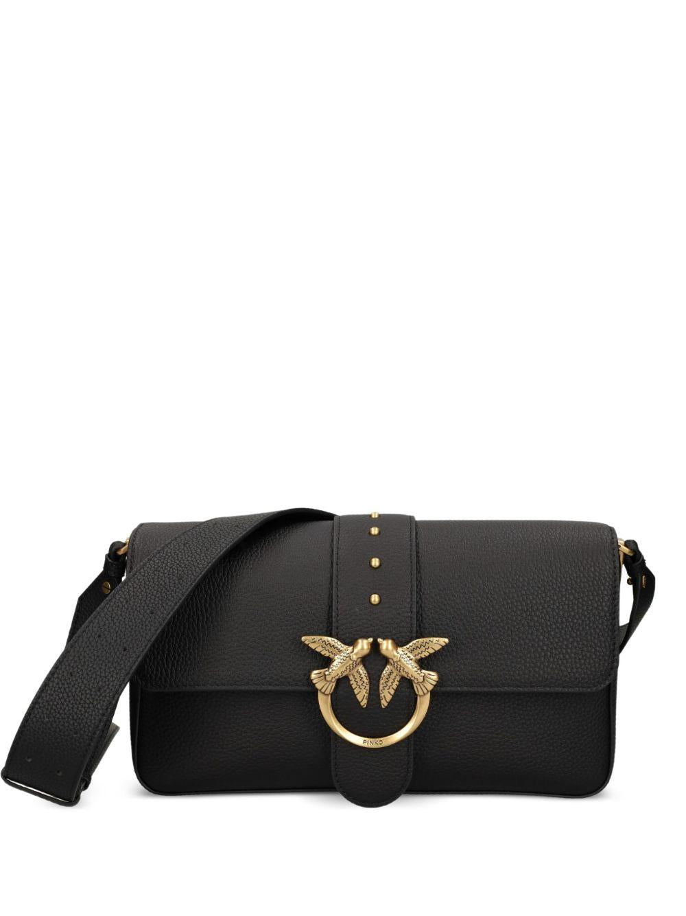 Borsa nera con borchie e patta frontale 104524A2OX Z99Q PINKO 