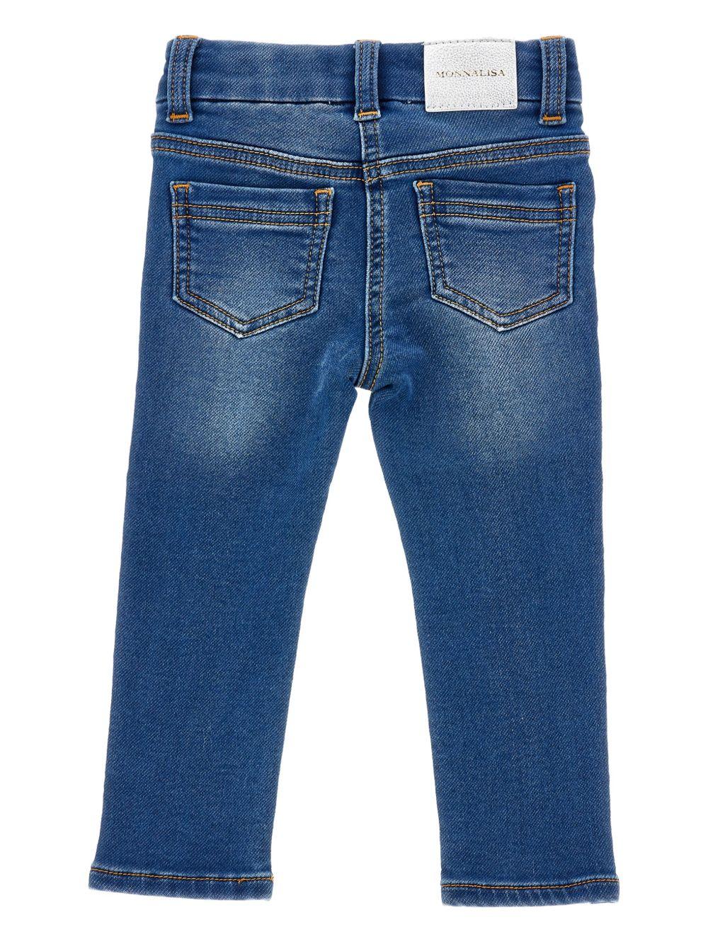 Jeans Blu Dritti con Cinque Tasche e Logo 39F4006042 0055 MONNALISA KIDS 