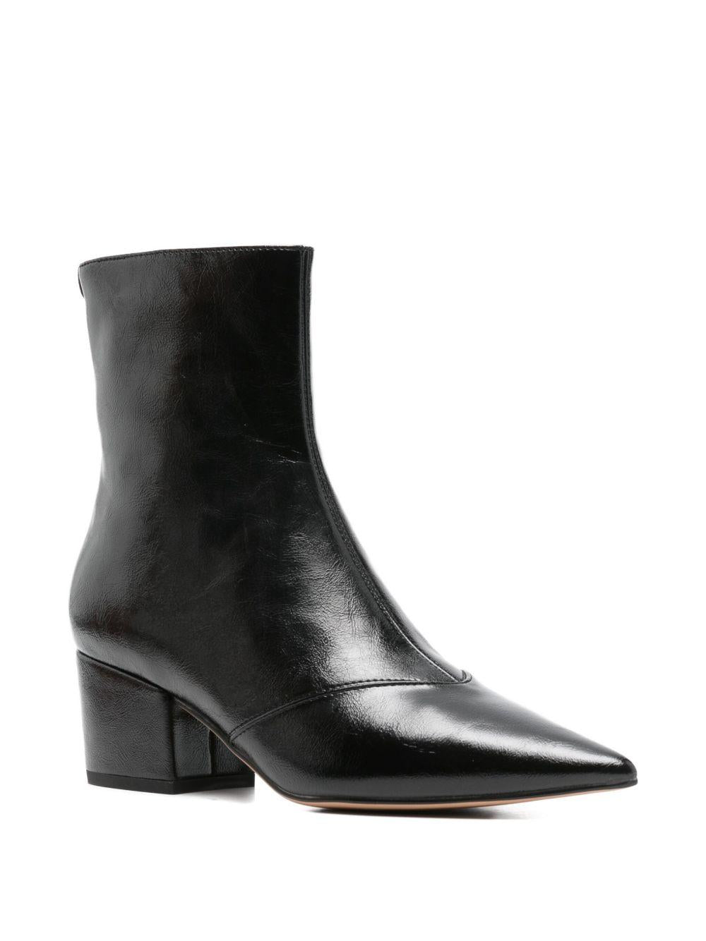 Stivaletti neri in pelle con tacco largo e punta affusolata 252TGT142 00006 TWINSET 