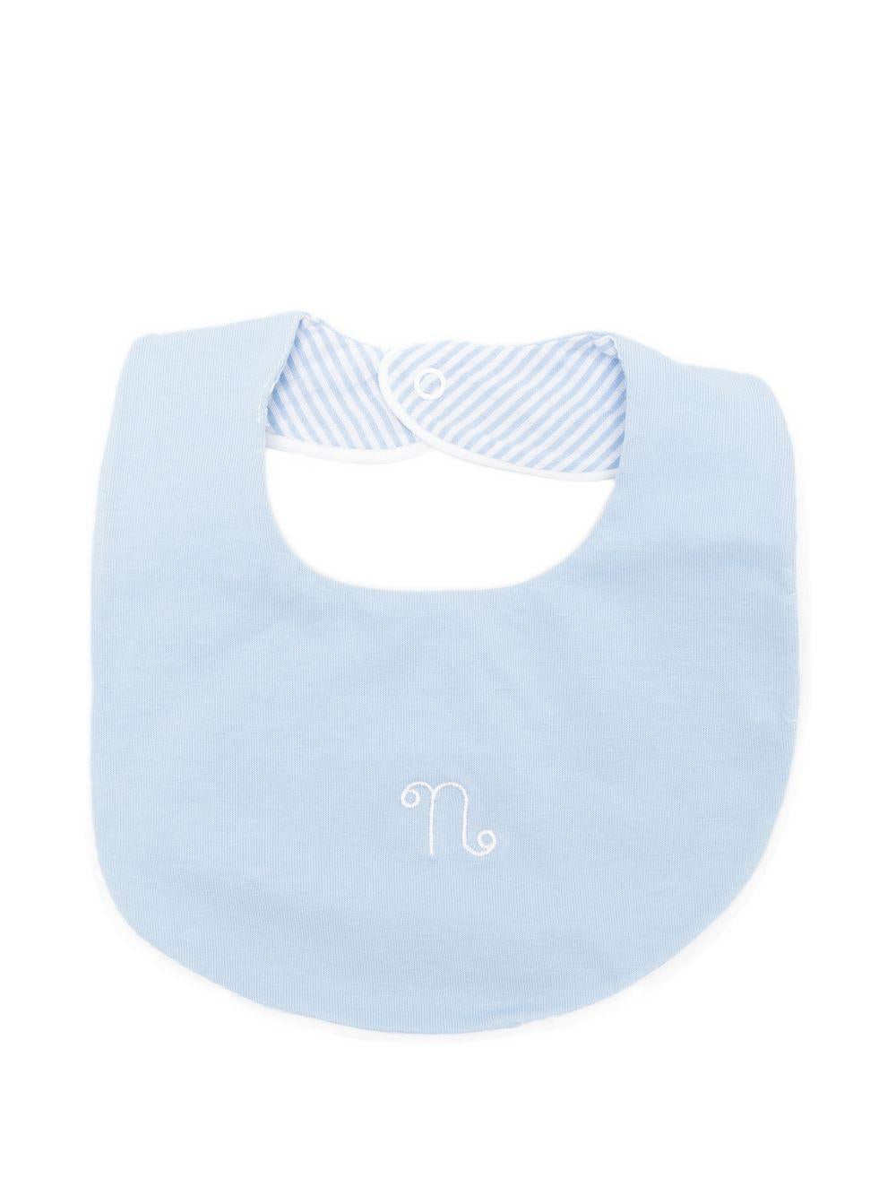 Bavaglino in cotone con fodera rigata E26130 AZZURRO NANAN KIDS 