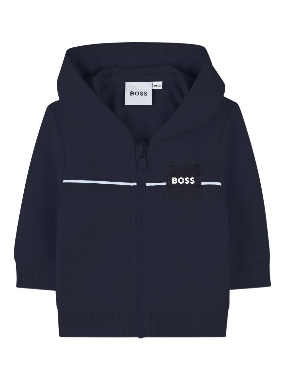 Tuta con Cappuccio e Logo a Contrasto J52527 849 BOSS KIDS 