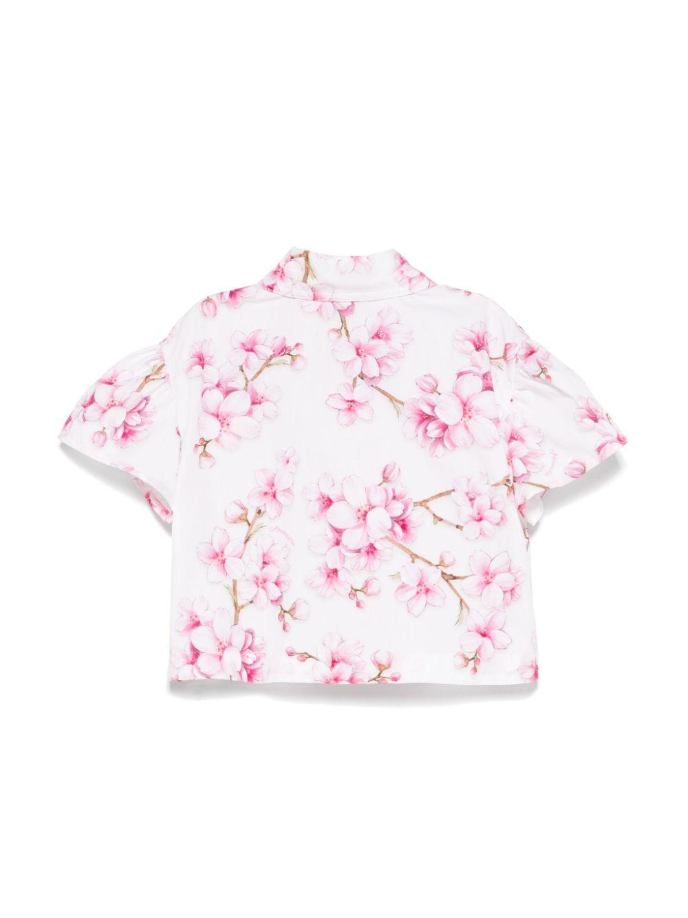 Camicia bianca e rosa stampa floreale 11E3005604 0099 MONNALISA KIDS 