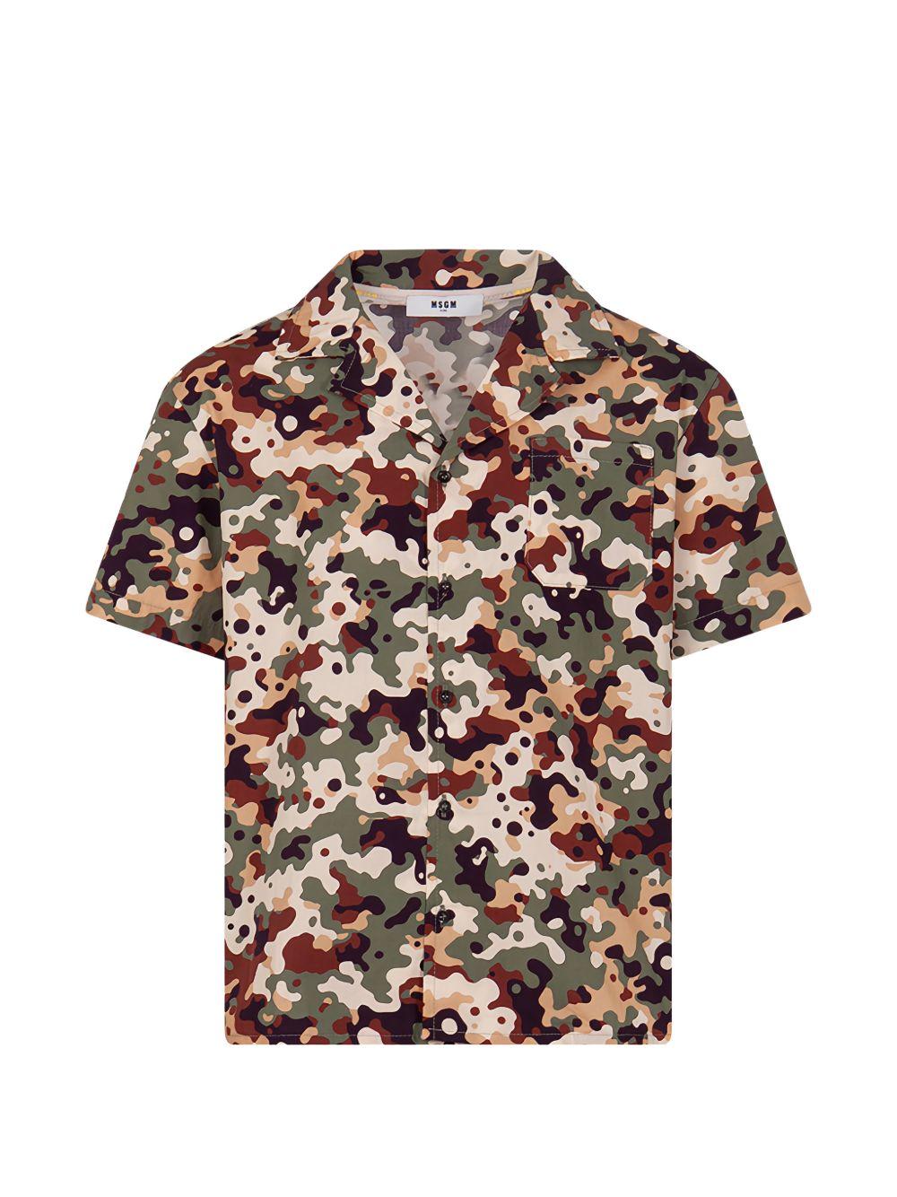 Polo in cotone stampa camouflage S6MSJBSI193 167 MSGM KIDS 