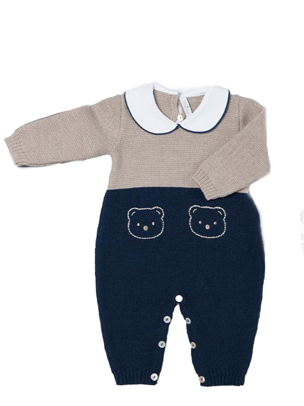 Tutina beige/blu orsetti ricamati LA34323 4837 BABY LORD 