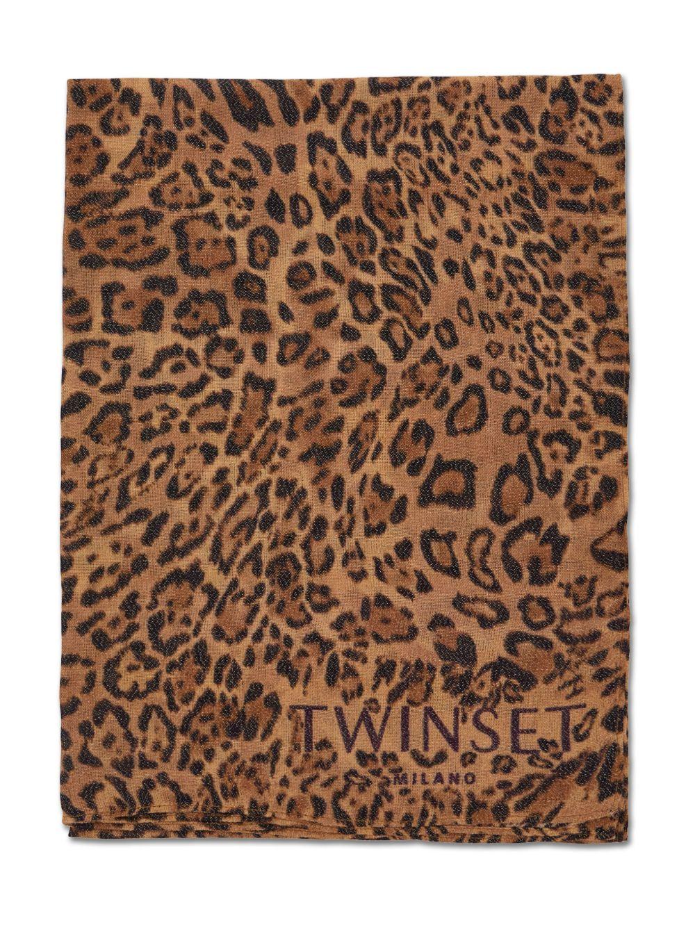 Foulard Mone Leopardato con Logo 252TA4610 12737 TWINSET 