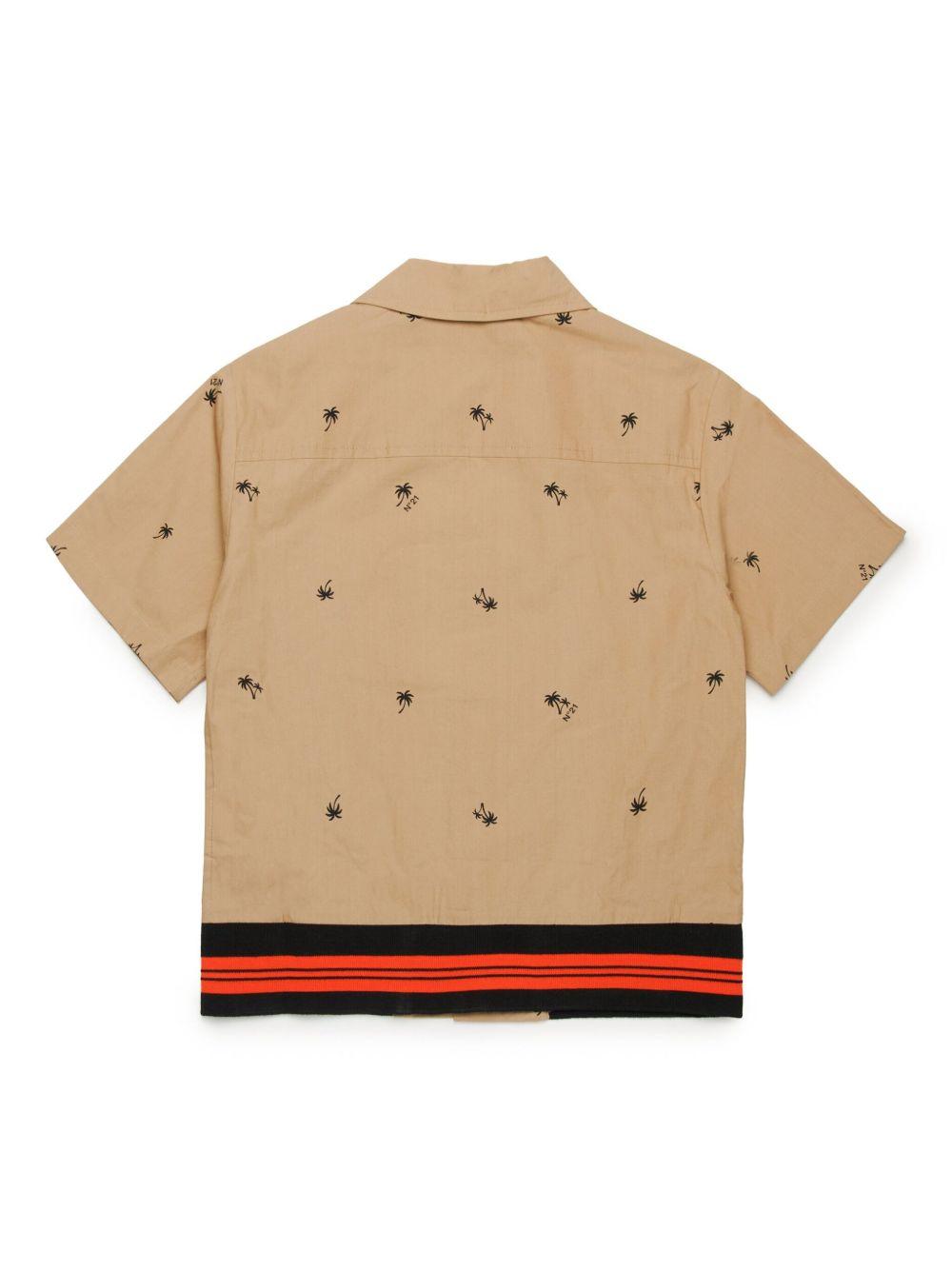 Camicia beige mini fantasia all-over