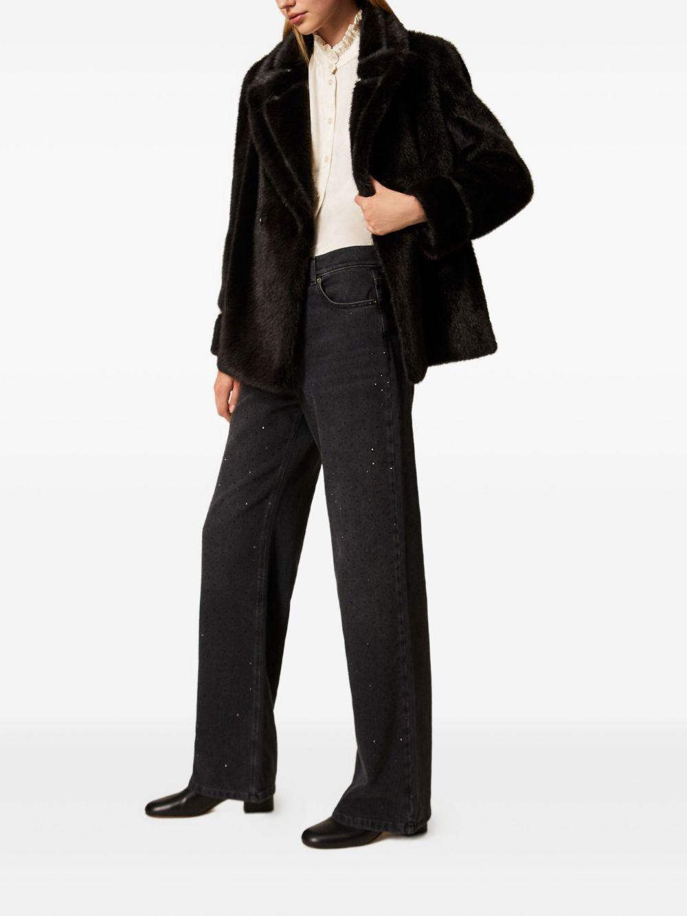 Jeans neri con cinque tasche e strass decorativi 252TT2271 01103 TWINSET 