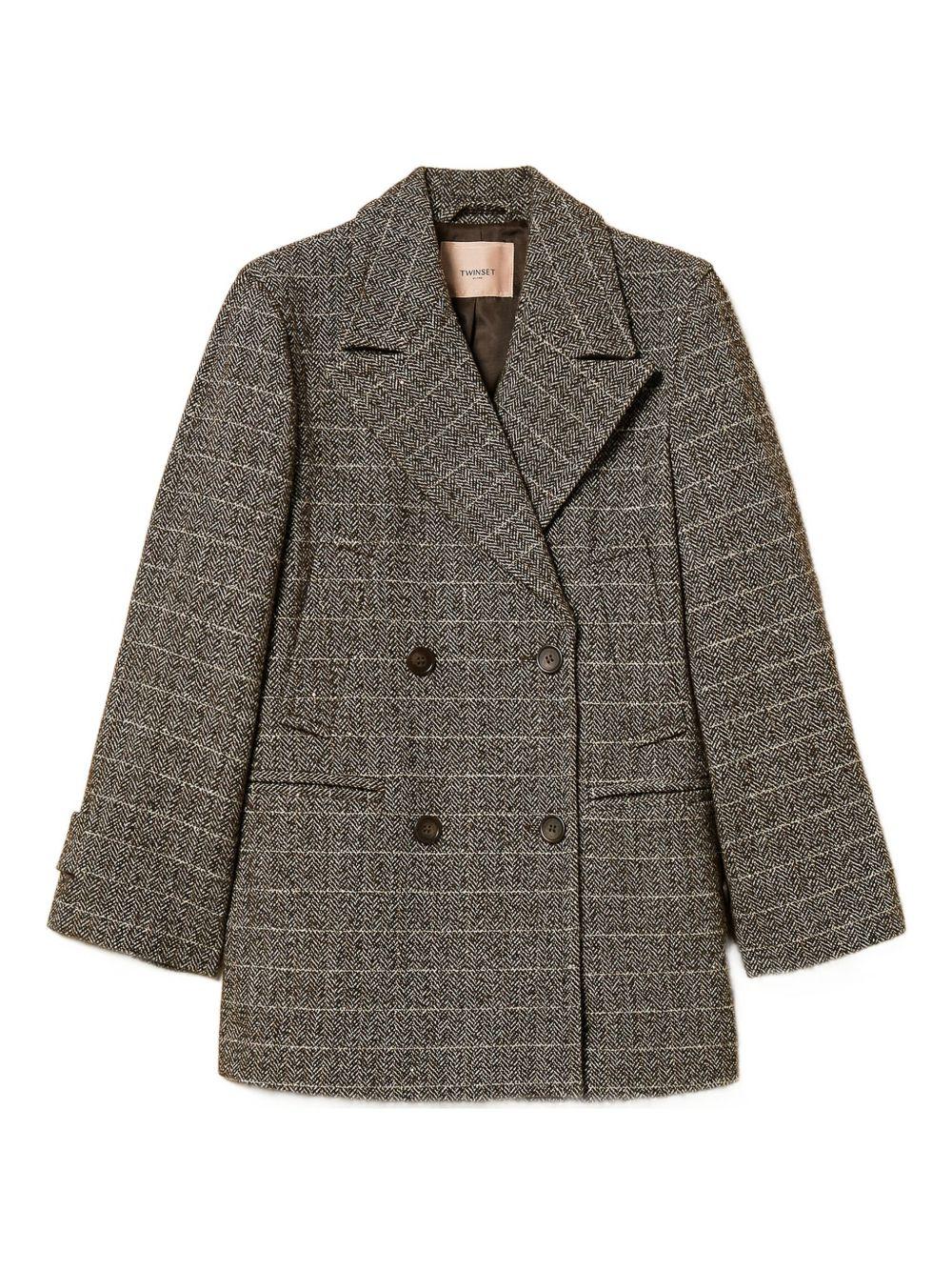 Cappotto in Lana con Motivo a Spina di Pesce 252TT2031 12893 TWINSET 
