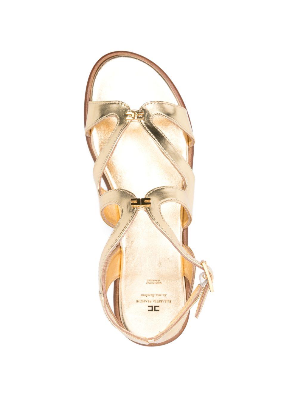 Sandali in pelle con cinturino alla caviglia F4A2E05661907511 ORO ELISABETTA FRANCHI KIDS 