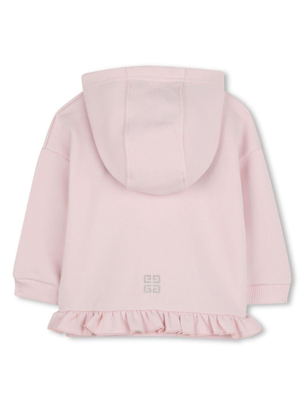 Felpa rosa neonata logo e ruches
