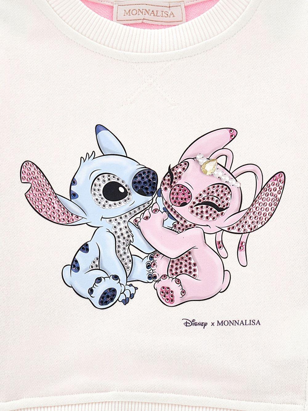 Felpa Crema e Rosa con Grafica Frontale 19F6066011 0190 MONNALISA KIDS 