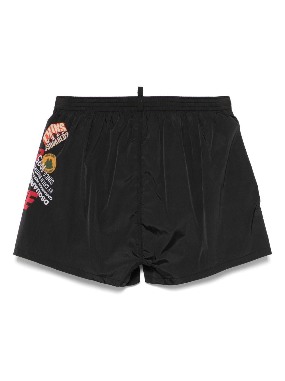 Costume nero boxer stampa laterale D7B8P6080 001 DSQUARED 