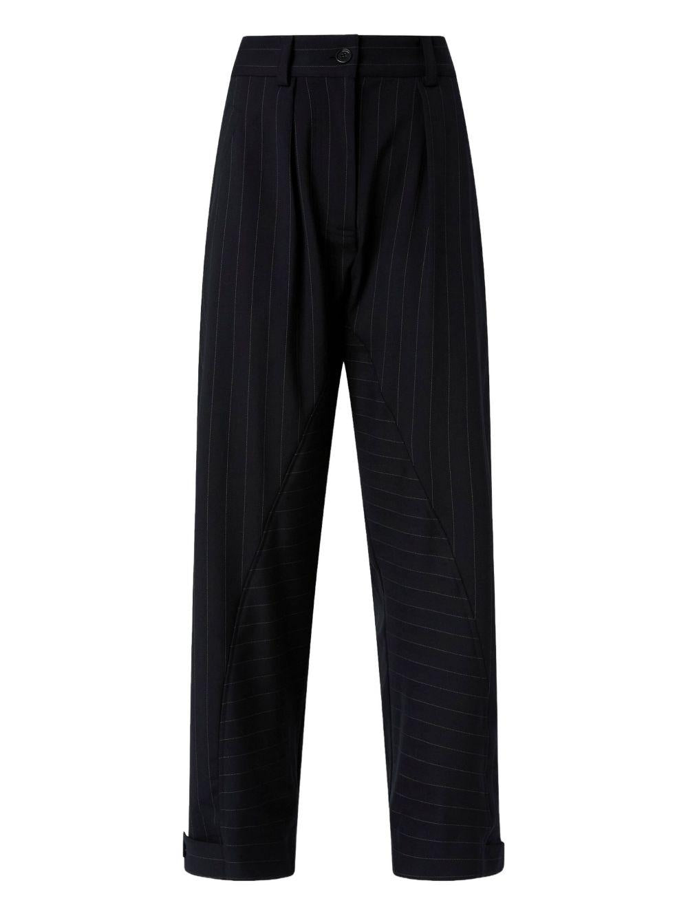 Pantaloni gessati blu con pieghe centrali 105707A2QY EZ1 PINKO 