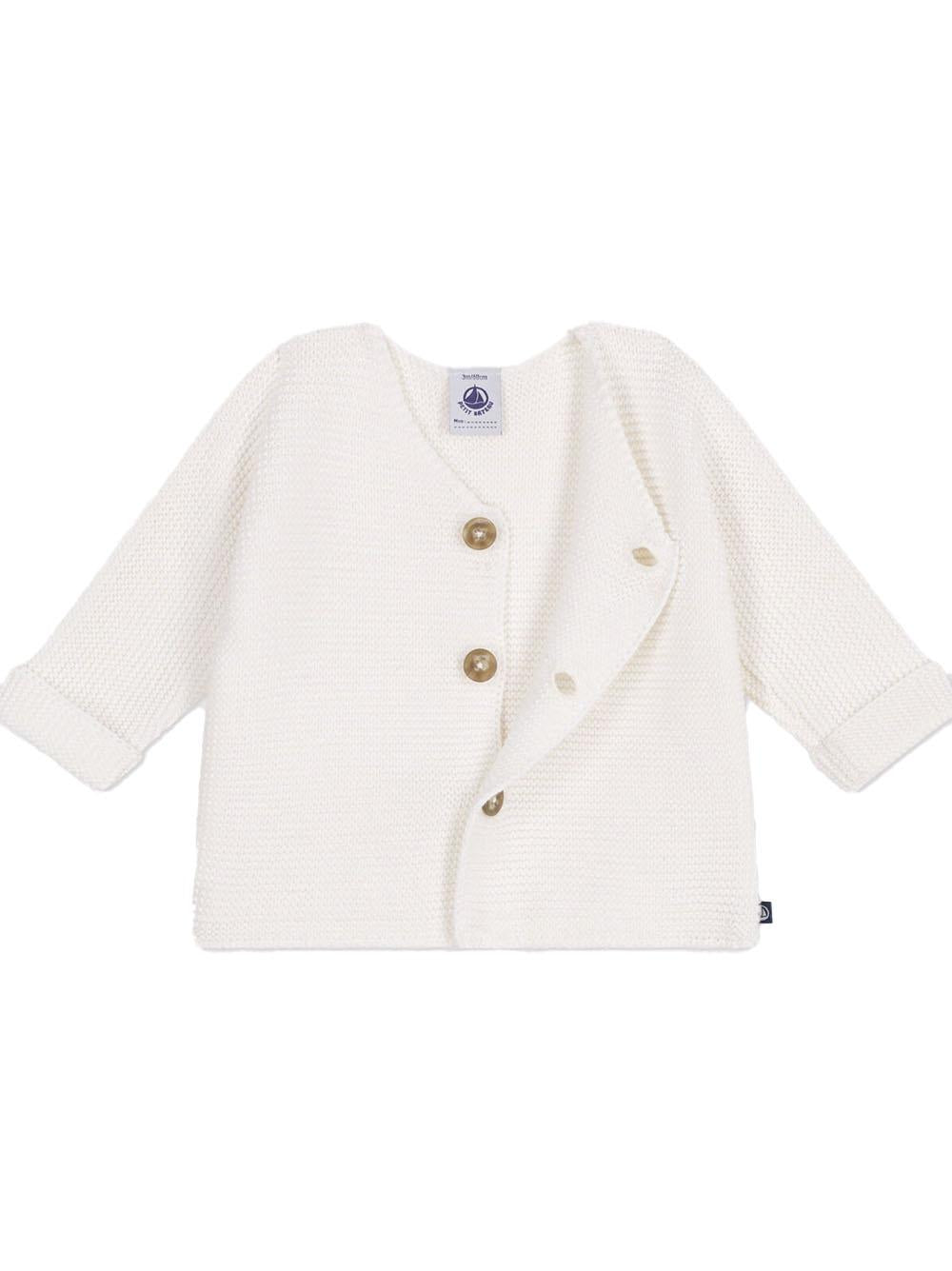 Cardigan bianco neonato in maglia