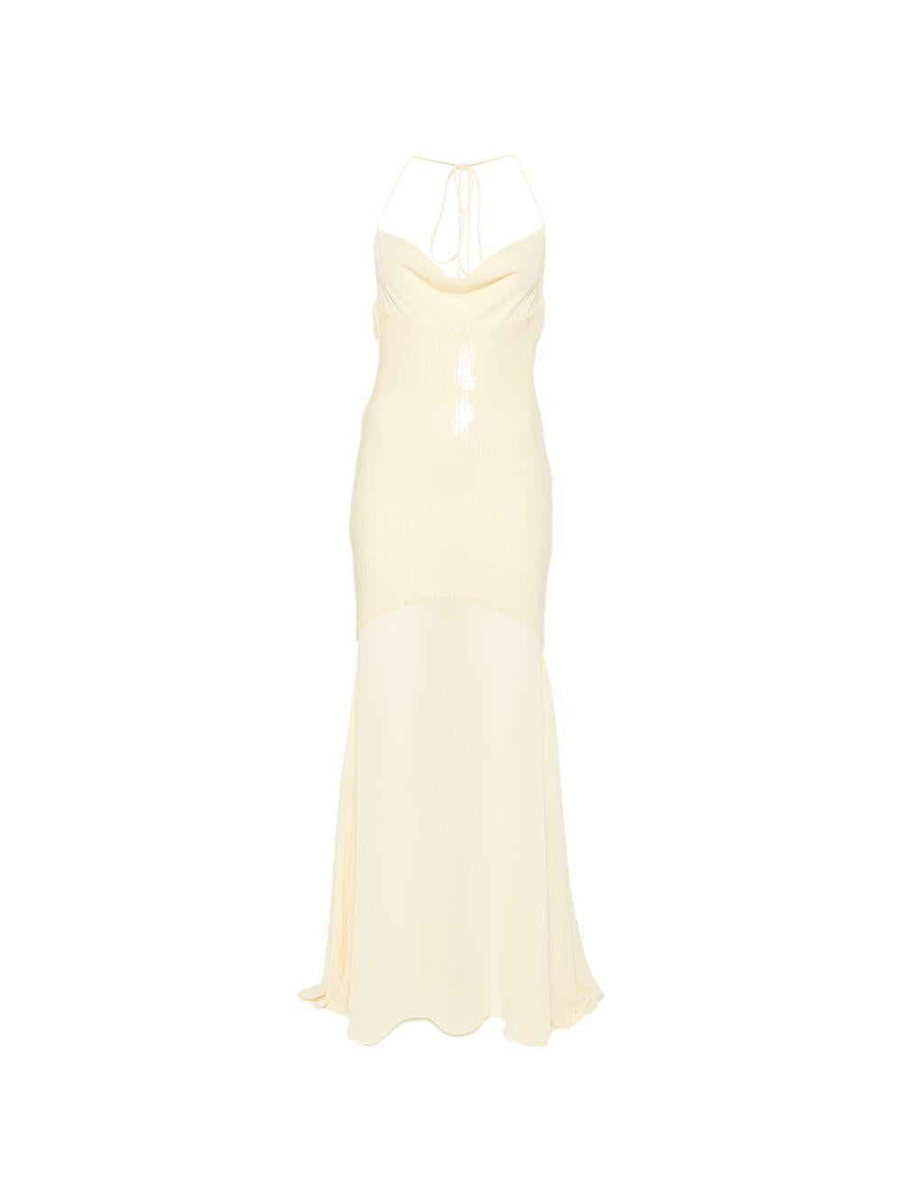 Abito in poliestere vanilla con paillettes 8A1628J401 Y478 PATRIZIA PEPE 