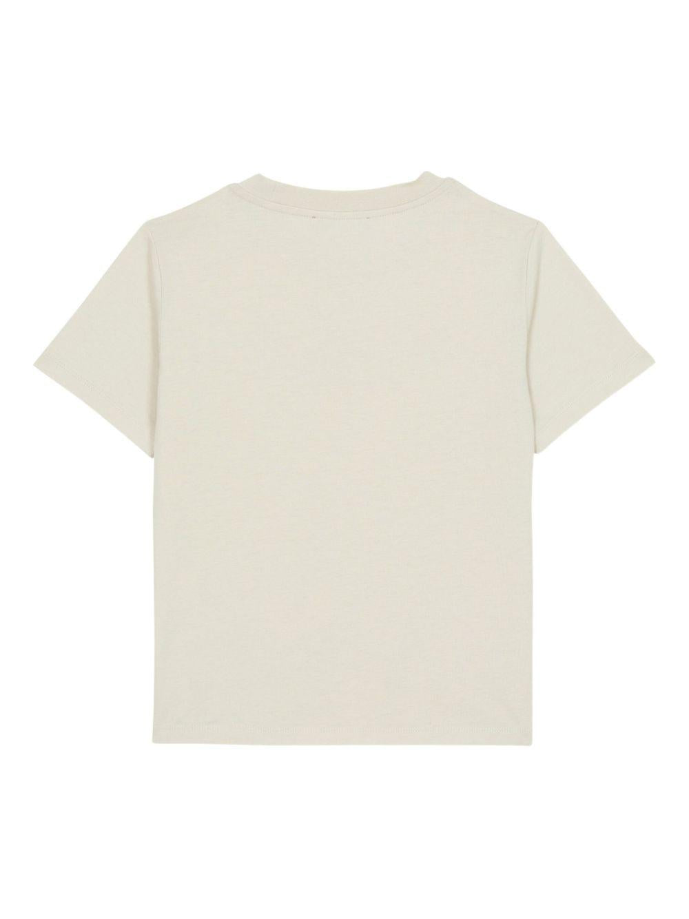 T-shirt Beige Chiaro con Stampa Logo BX8P41Z3186 107BG BALMAIN KIDS 