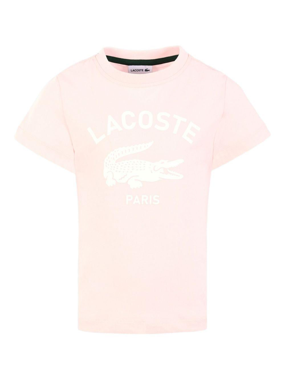T-shirt rosa con stampa frontale logo TJ3003 T03 LACOSTE KIDS 