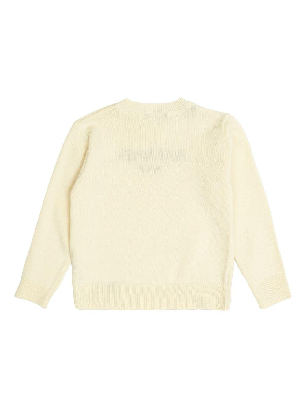 Maglione Beige con Logo Ricamato BX9P60Z3294 102NE BALMAIN KIDS 