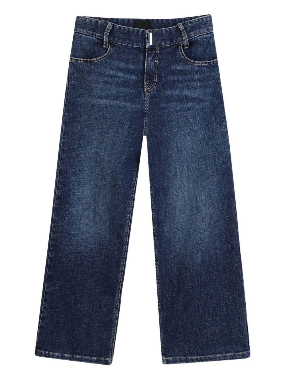 Jeans a Gamba Ampia con Dettagli Ricamati H30926 Z10 GIVENCHY KIDS 