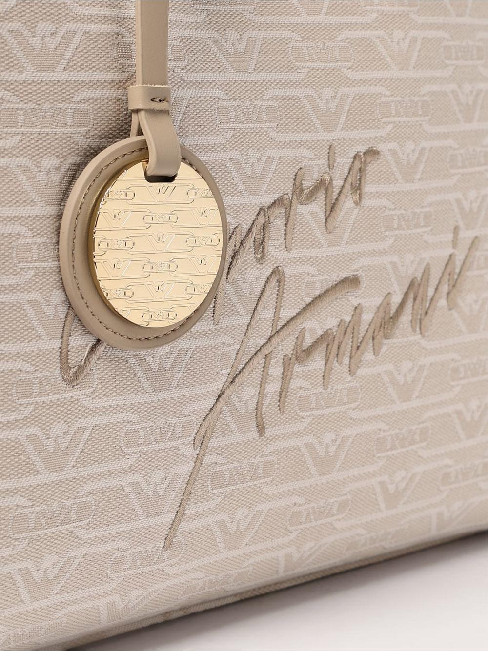 Borsa shopping  jacquard monogram all over beige