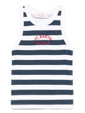 Blue beach club striped tank top