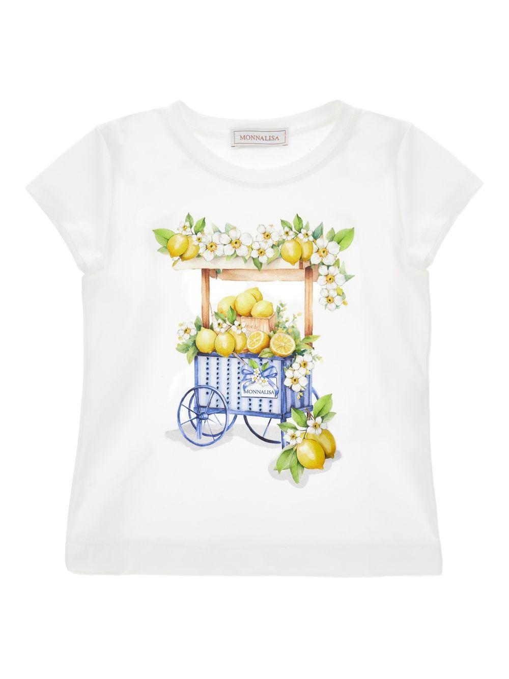 T-shirt con stampa carretto siciliano 11G6247201 0099 MONNALISA KIDS 