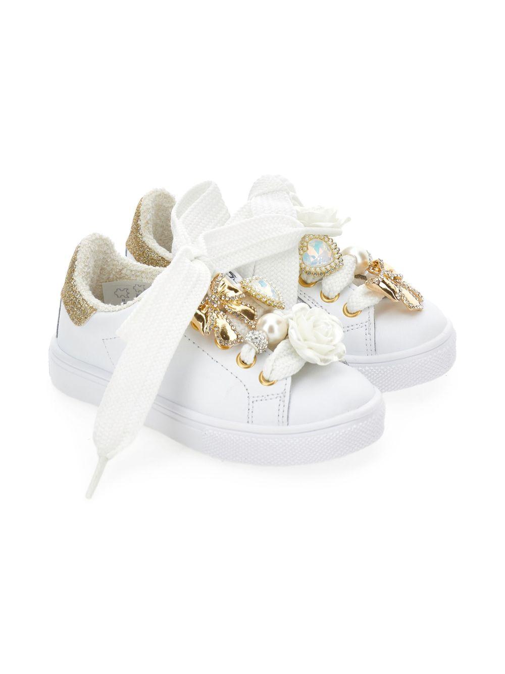 Sneakers con Applicazioni Floreali e Suola Piatta 8CF0166722 0173 MONNALISA KIDS 