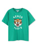 shirt verde stampa logo tiger