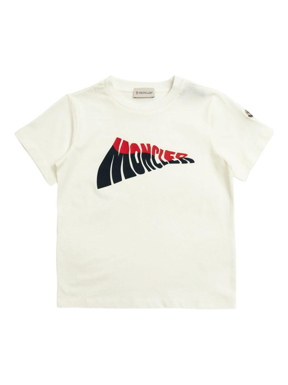 T-shirt bianca logo frontale bicolo 9548C0003189AFV 034 MONCLER KIDS 