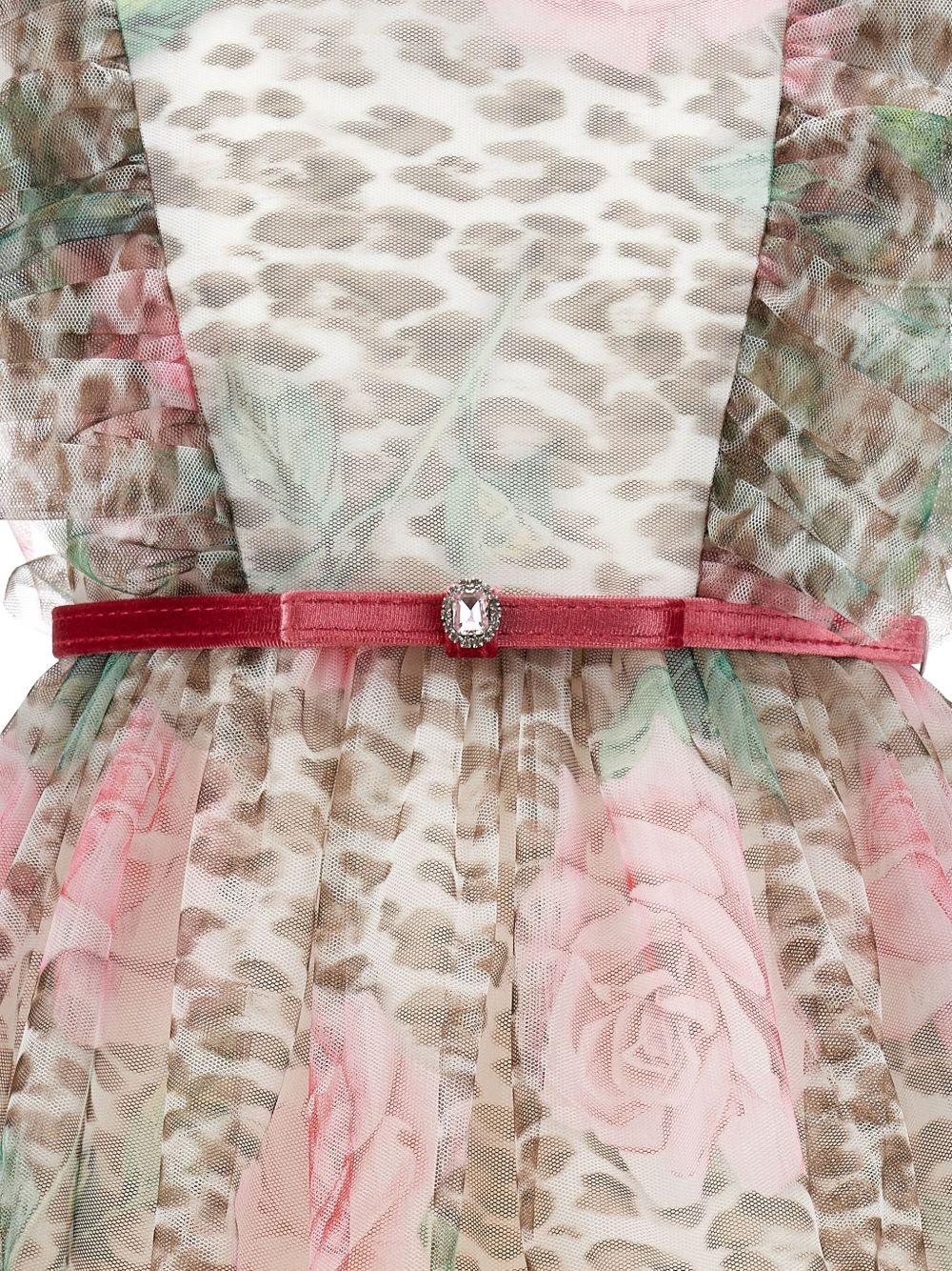 Abito a Fiori con Ruches 11F9106652 0080 MONNALISA KIDS 