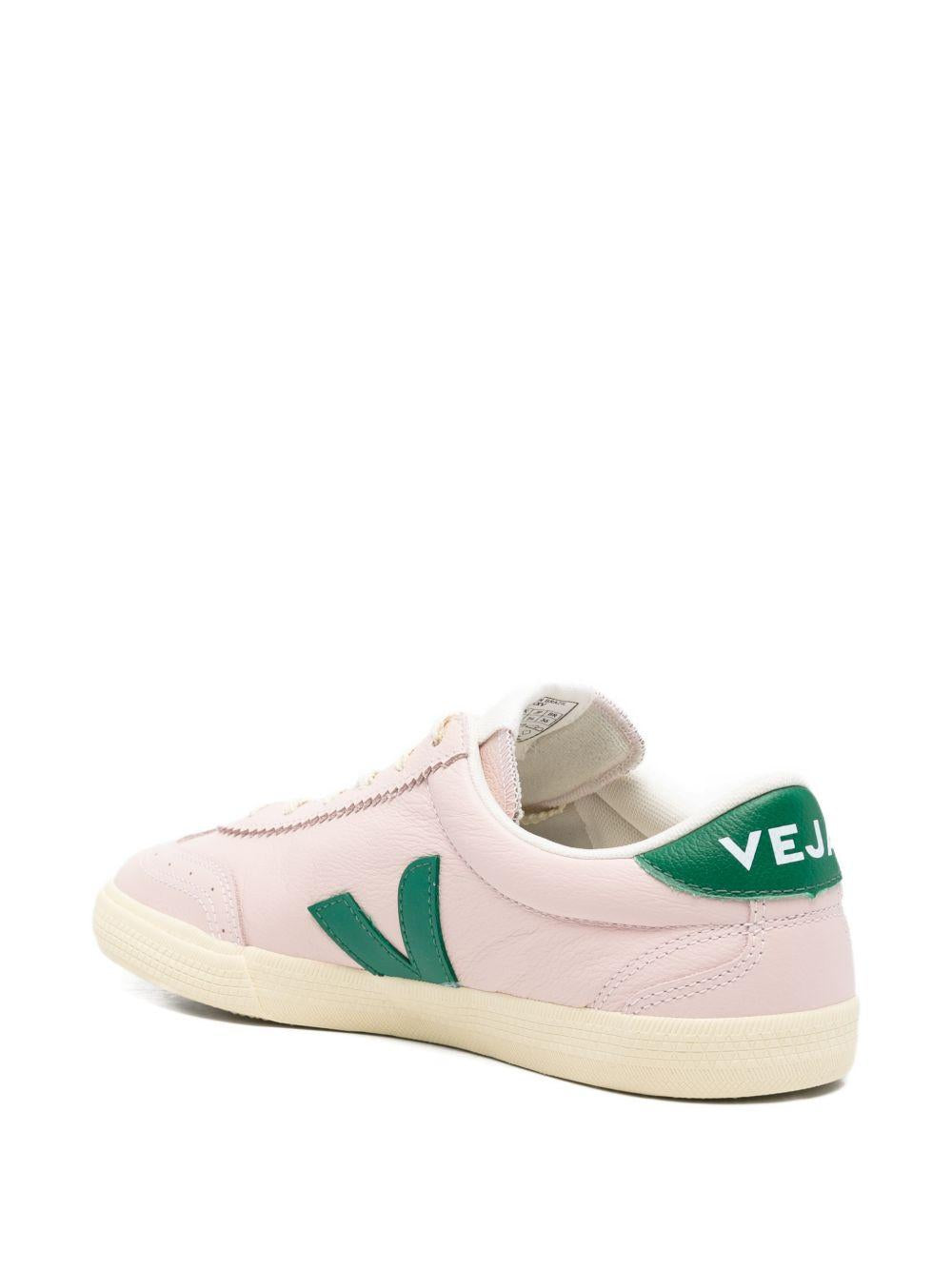 Sneakers in pelle con logo a V VO2021431 ROSAVERDE VEJA 