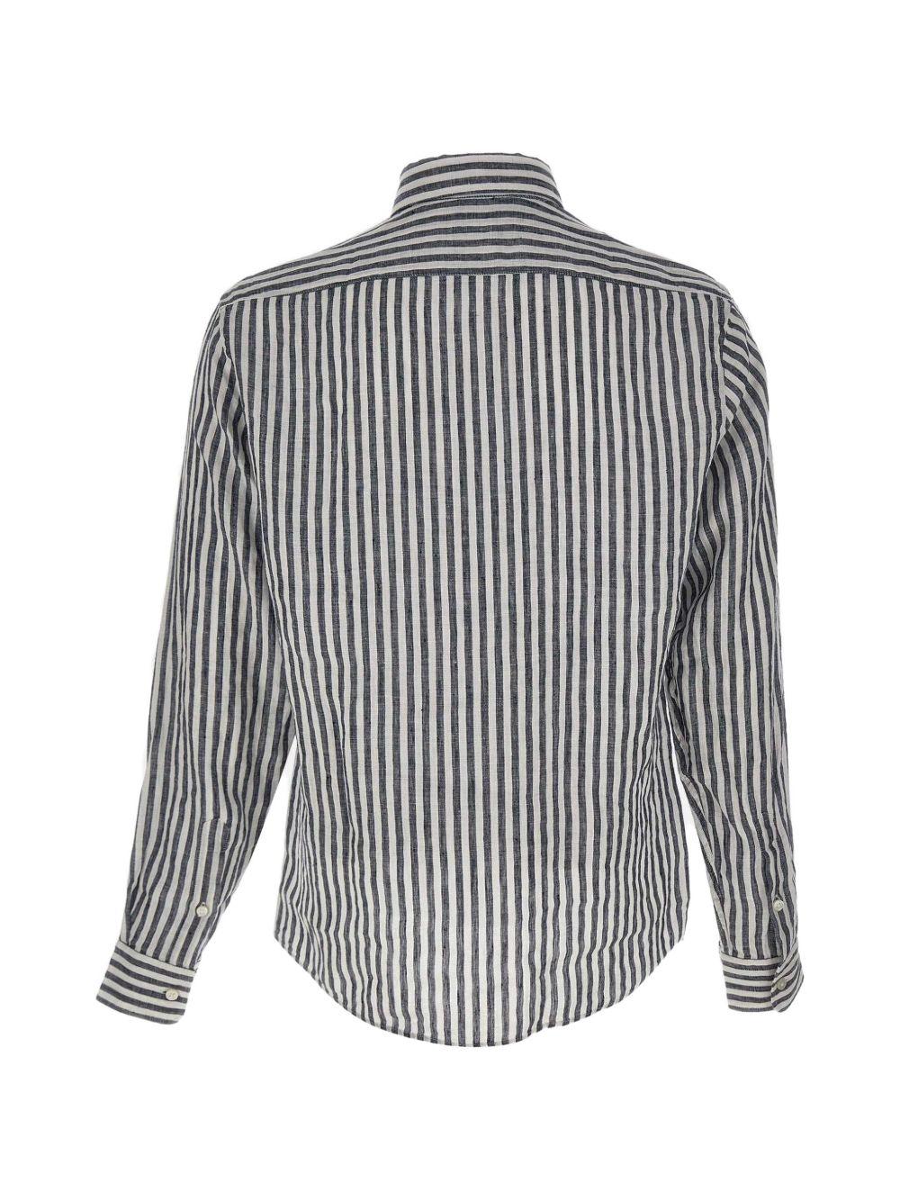 Camicia in lino a righe 50560595 404 BOSS 