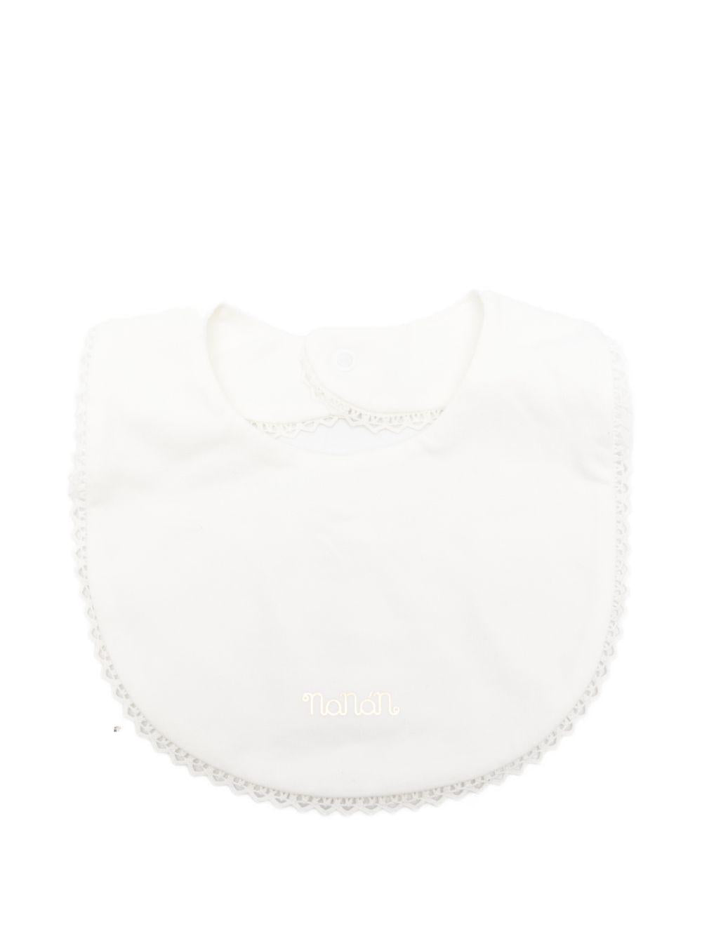 Bavaglino in cotone con stampa logo E26447 OFFWHITE NANAN KIDS 