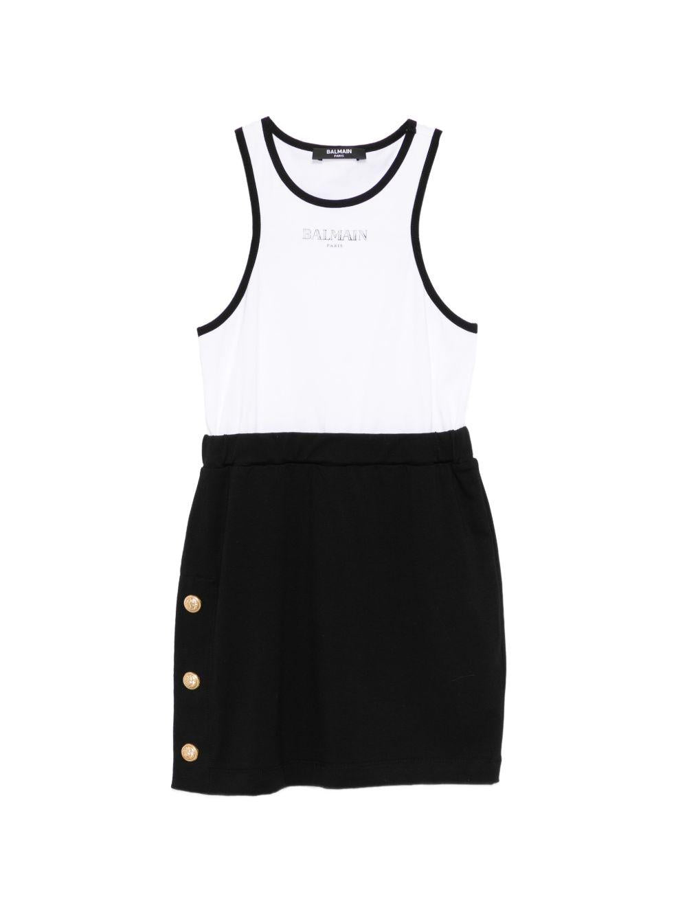 Set con top e gonna con bottoni dorati BY1B02Z3277 930BC BALMAIN KIDS 
