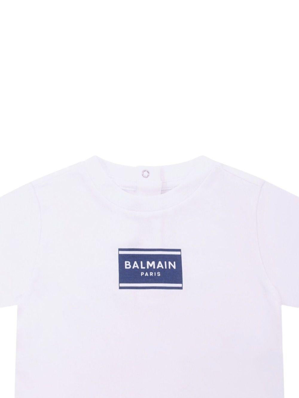 T-shirt con logo applicato BY8501Z3672 100BL BALMAIN KIDS 