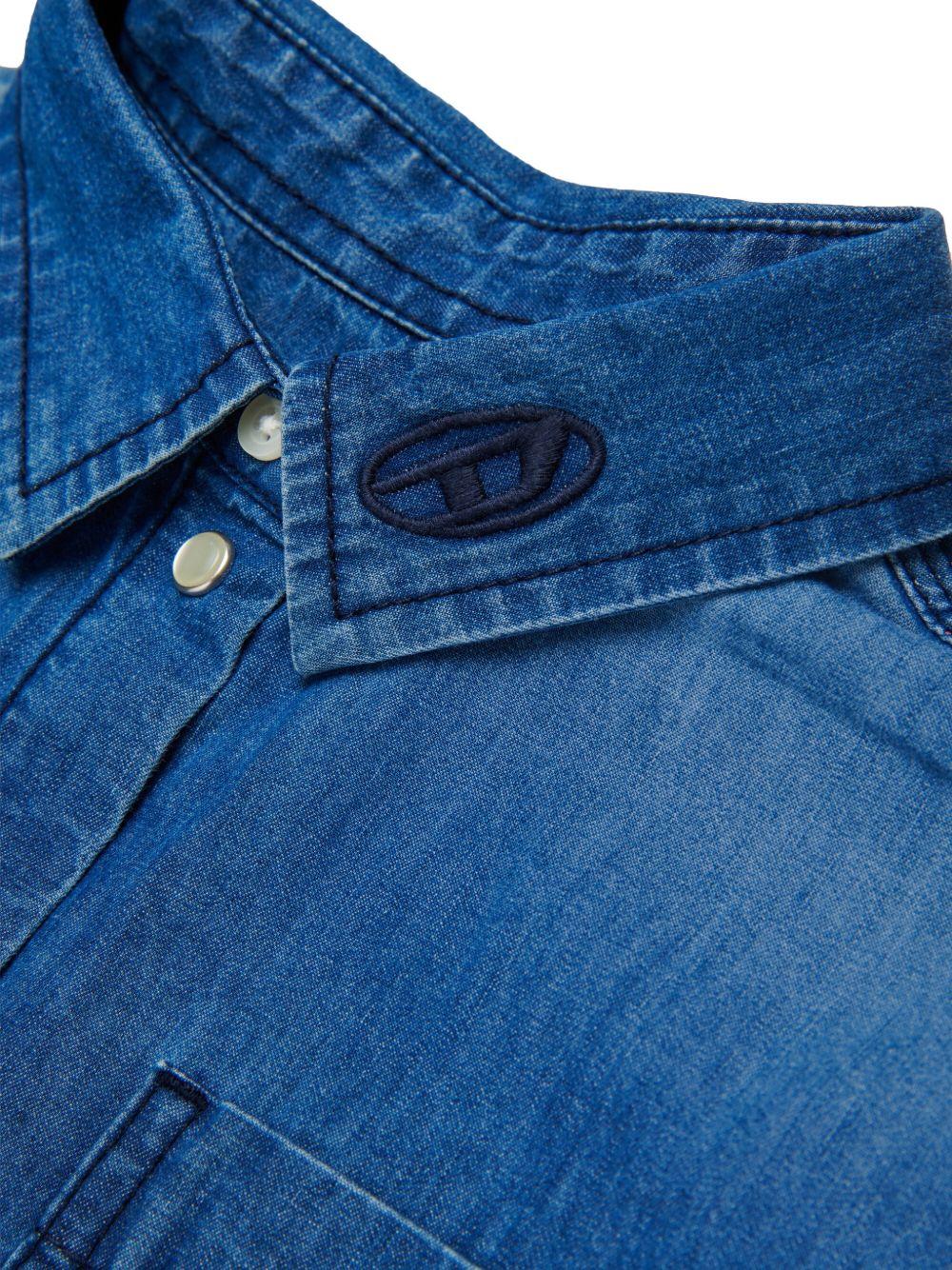 Camicia in denim corta con bottoni J02165KXBRW K01 DIESEL KIDS 