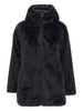 Faux fur coat with hood