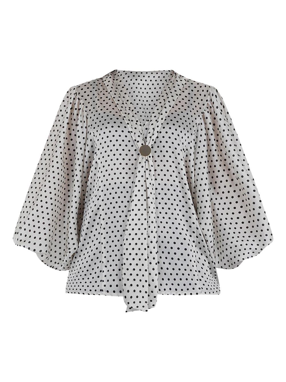 Blusa panna con fantasia pois all-over P25CPBL00101 V0359 SIMONA CORSELLINI 