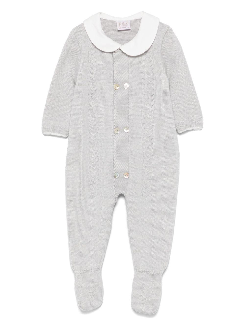 Tutina a calzino in maglia grigio neonato