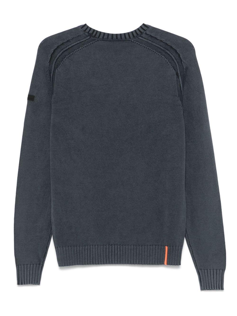 maglione cotton techno wash round blu nero