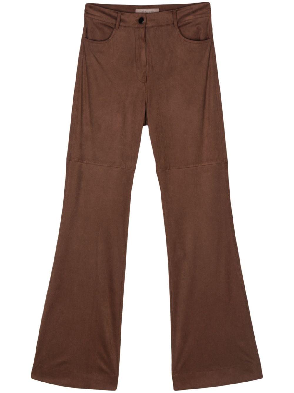 Pantalone marrone in pelle scamosciata