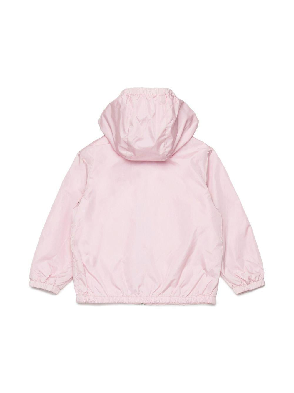 Giubbino a vento rosa logo verticale neonata
