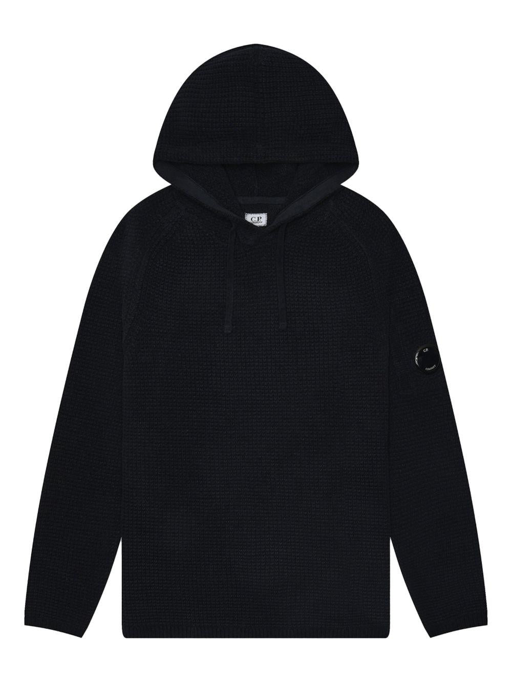 Maglione con cappuccio nido d'ape blu notte 17CMKN238A005558G 888 CP COMPANY 