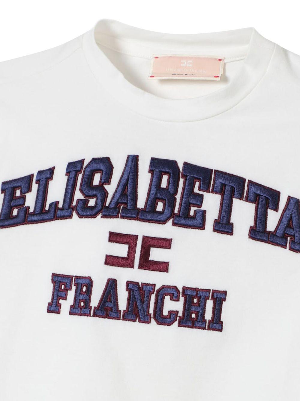T-shirt bianca logo college ricamo