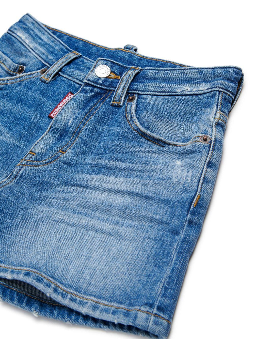 Short denim etichetta zip logo