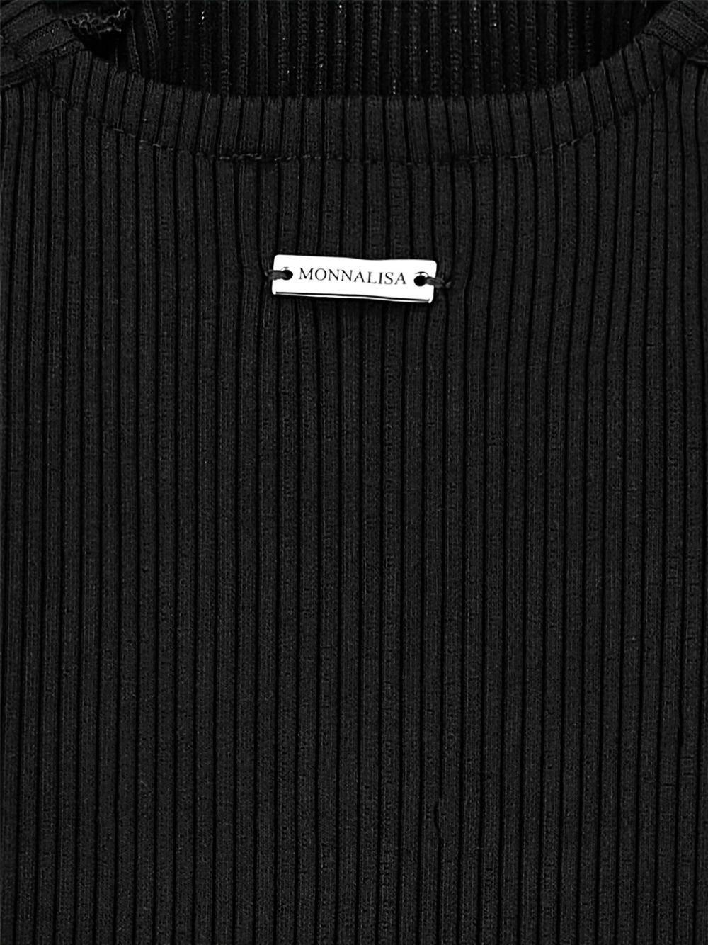 Abito Nero in Maglia a Coste con Dettaglio Cut-Out 41F9046214 0050 MONNALISA KIDS 