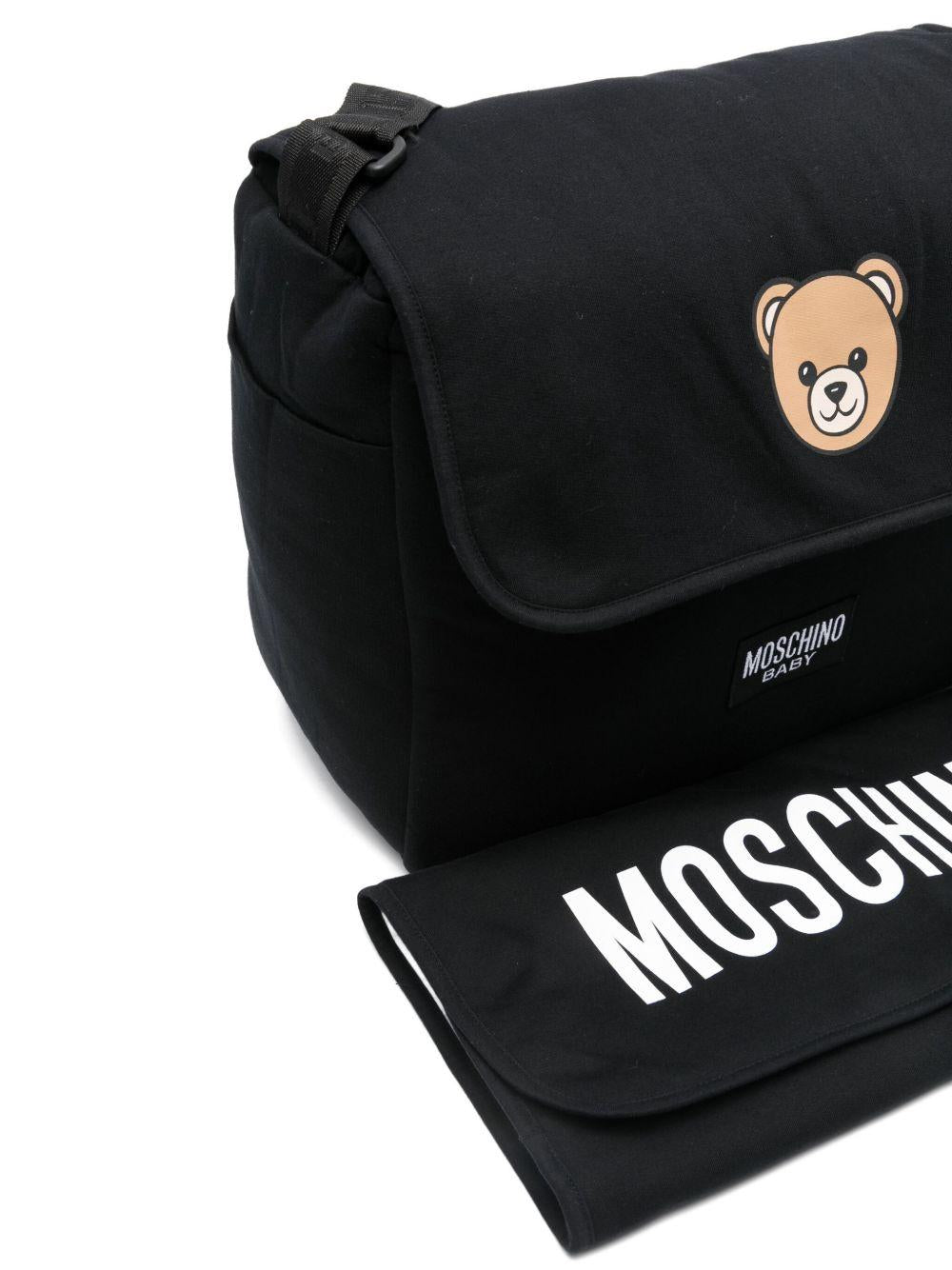 Borsa Fasciatoio Nera con Stampa Orsetto MXX03DLCA40 60100 MOSCHINO KIDS 