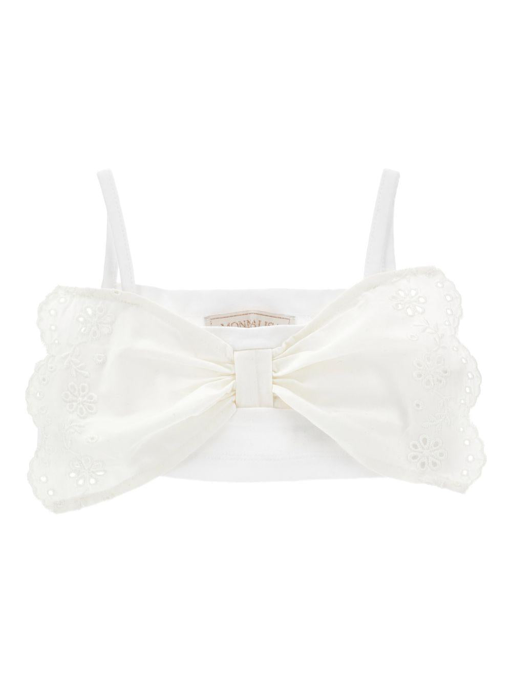Top con fiocco e ricami 17G3027043 0099 MONNALISA KIDS 