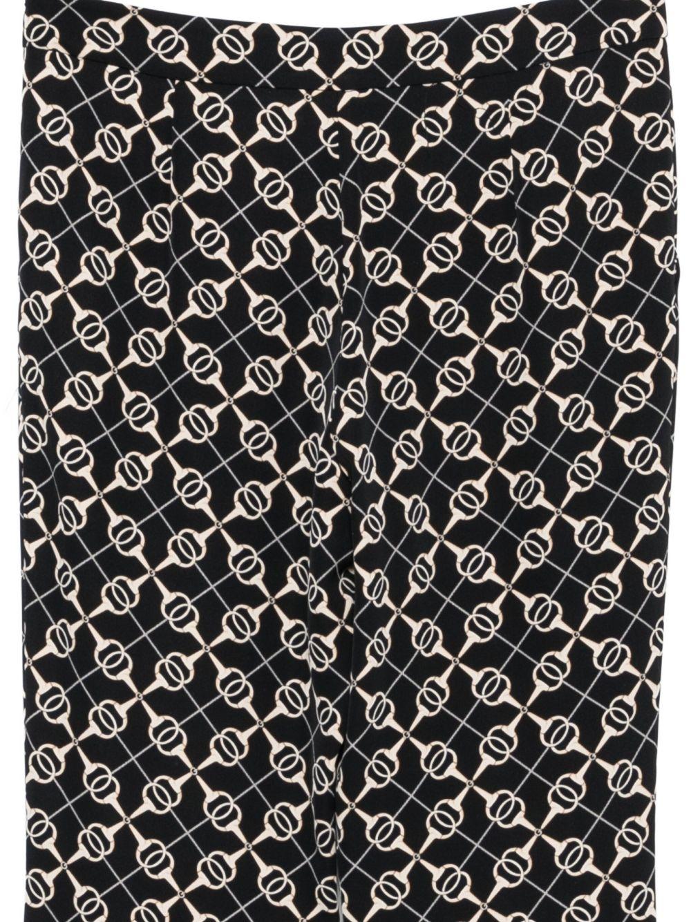 Pantaloni con Motivo a Fantasia e Gamba Svasata S00512 NERO BABYLON COLLECTION 