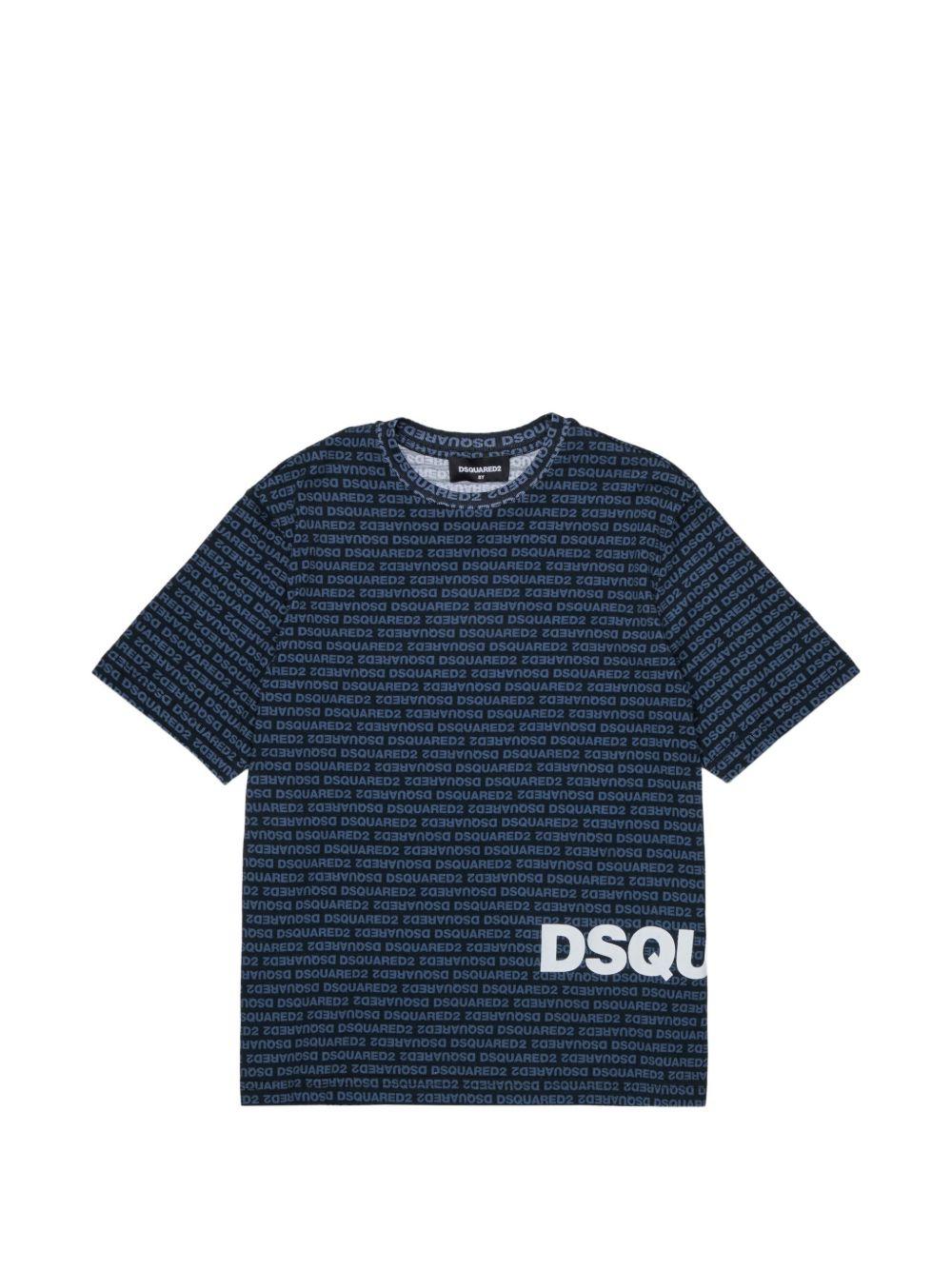 T-shirt con stampa logo all-over DQ3303D0AH8 DQ900 DSQUARED KIDS 